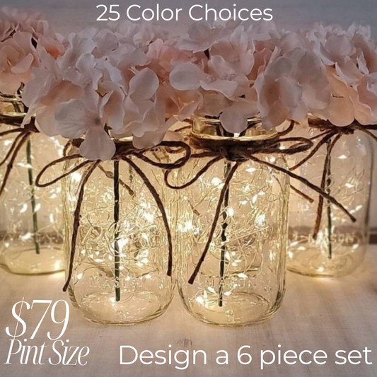 6 pc. Set - Silk Hydrangea Centerpieces   -    PINT SIZE