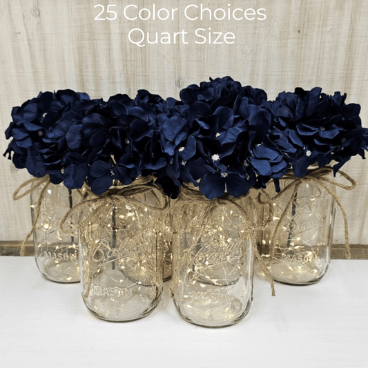 Silk Hydrangea Centerpiece - QUART SIZE - Glassy Gal Decor