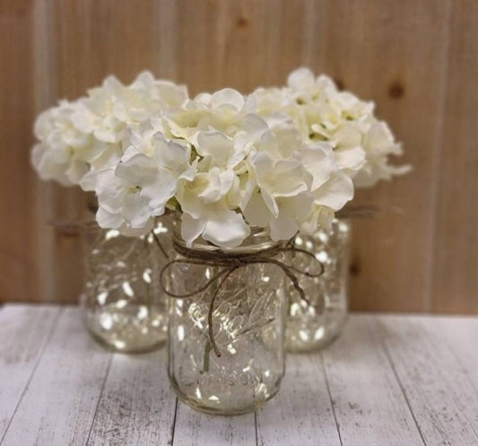 Silk Hydrangea Centerpieces - PINT SIZE - Glassy Gal Decor