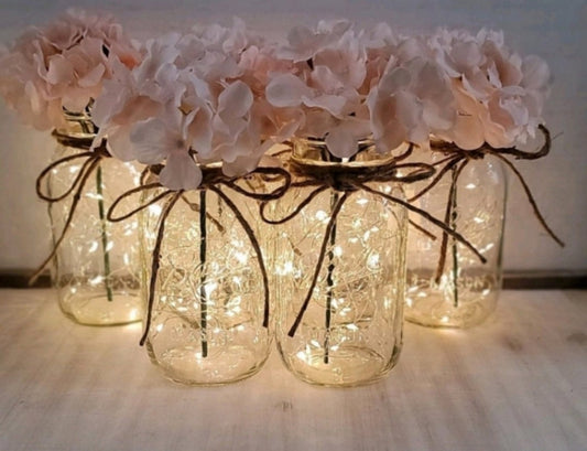 6 pc. Set - Silk Hydrangea Centerpieces - PINT SIZE - Glassy Gal Decor