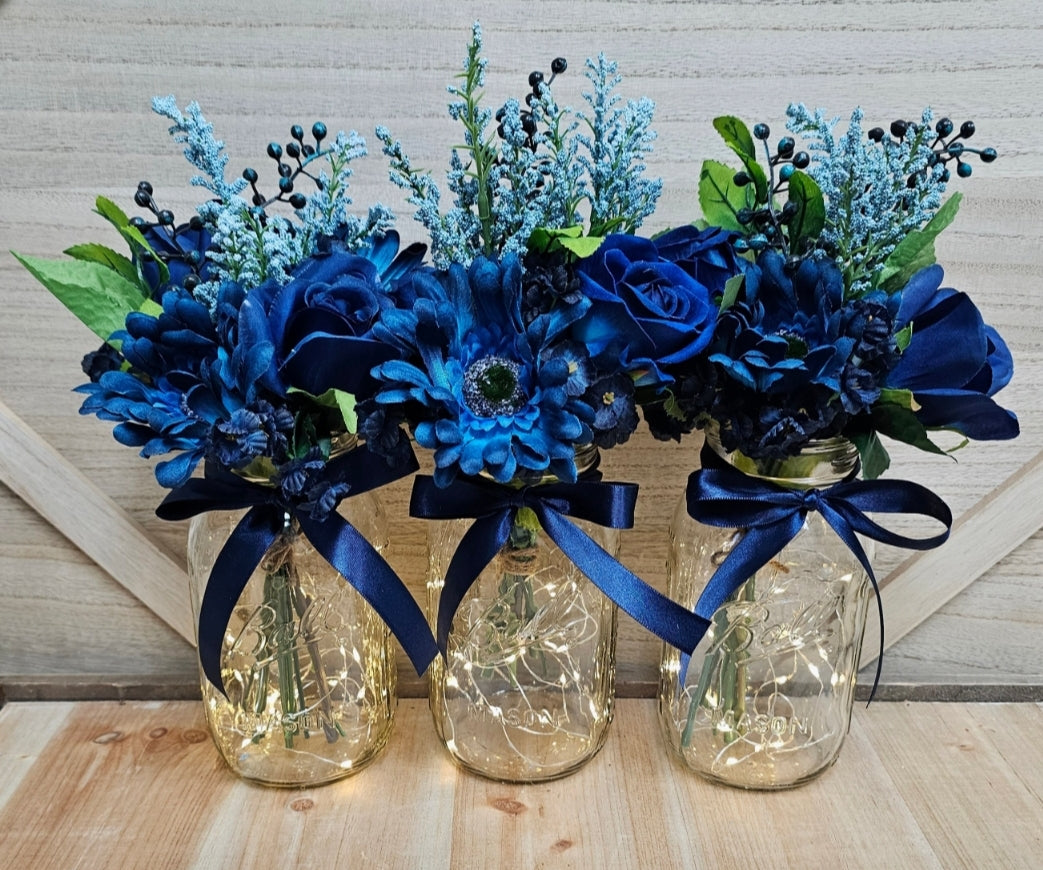 Blue Lighted Event Table Centerpiece