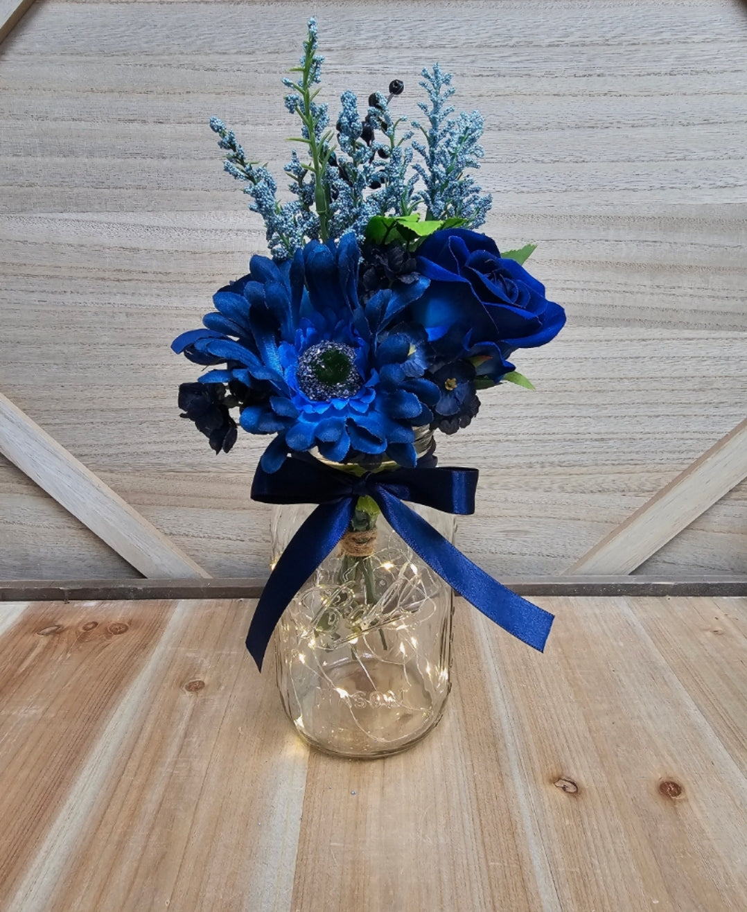 Blue Lighted Event Table Centerpiece
