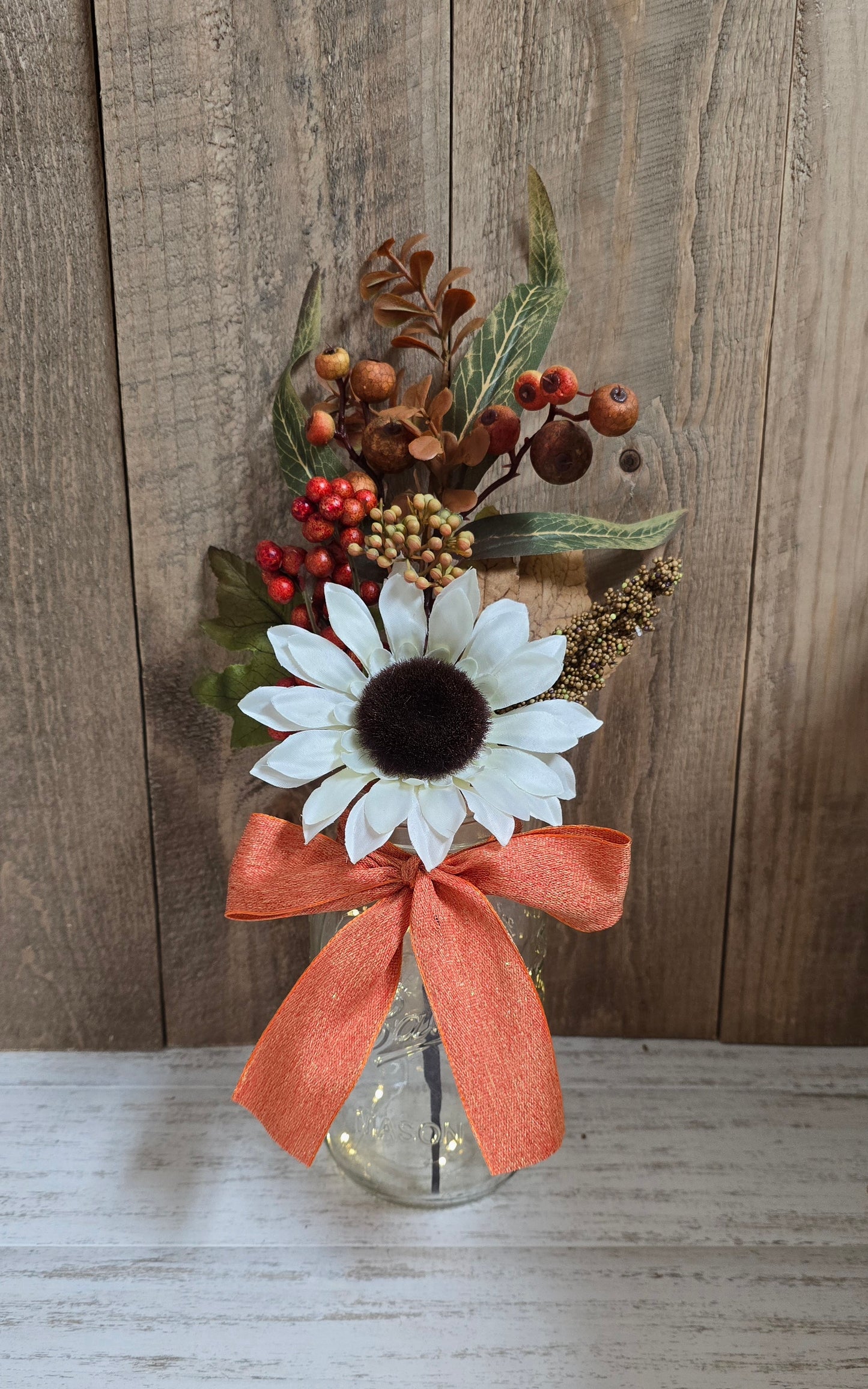Fall Sunflower Lighted Mason Jar Centerpieces With Bows