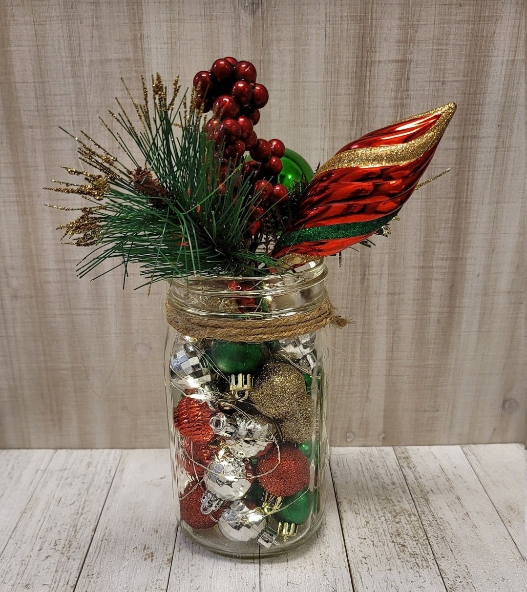 Christmas Ornament Mason Jar With Fairy Lights