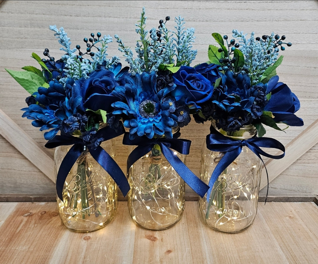 Blue Lighted Event Table Centerpiece