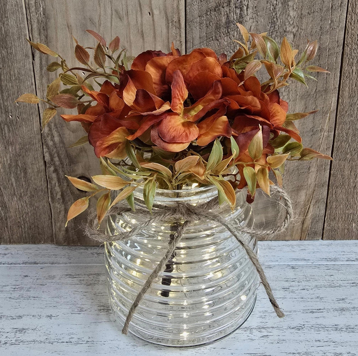 Faux Fall Hydrangea Lighted Centerpiece