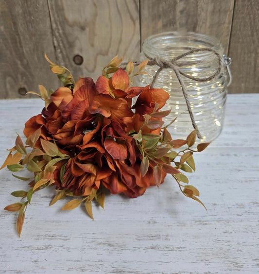 Faux Fall Hydrangea Lighted Centerpiece - Glassy Gal Decor