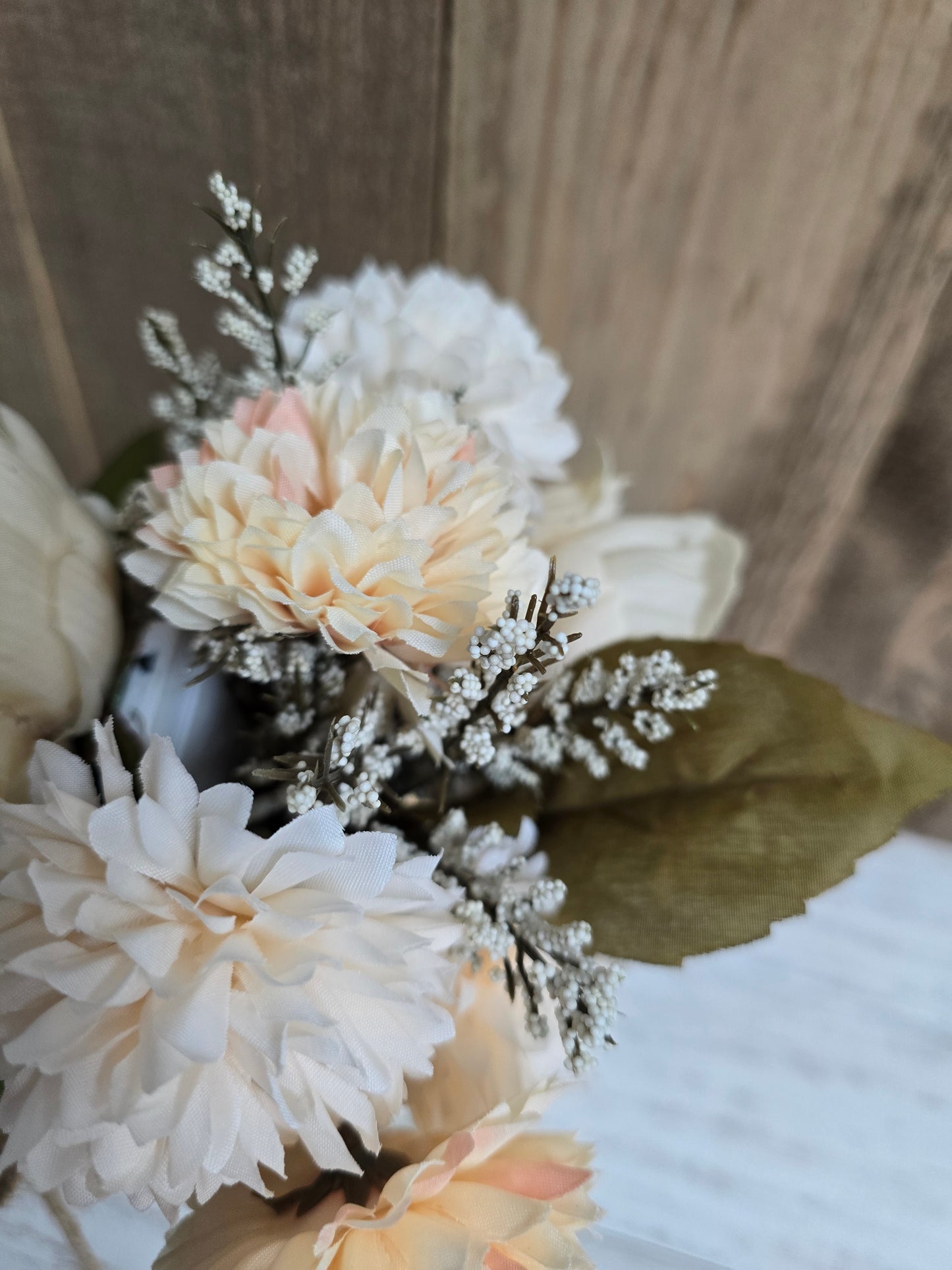 Fall Faux Mum and Peony Lighted Mason Jar Centerpiece