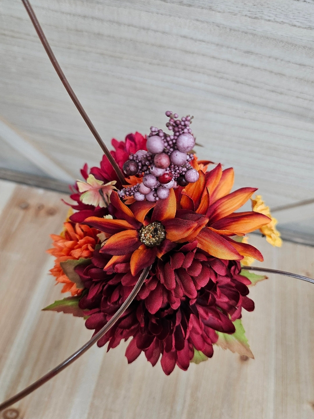Single Fall Floral Lighted Mason Jar Centerpiece