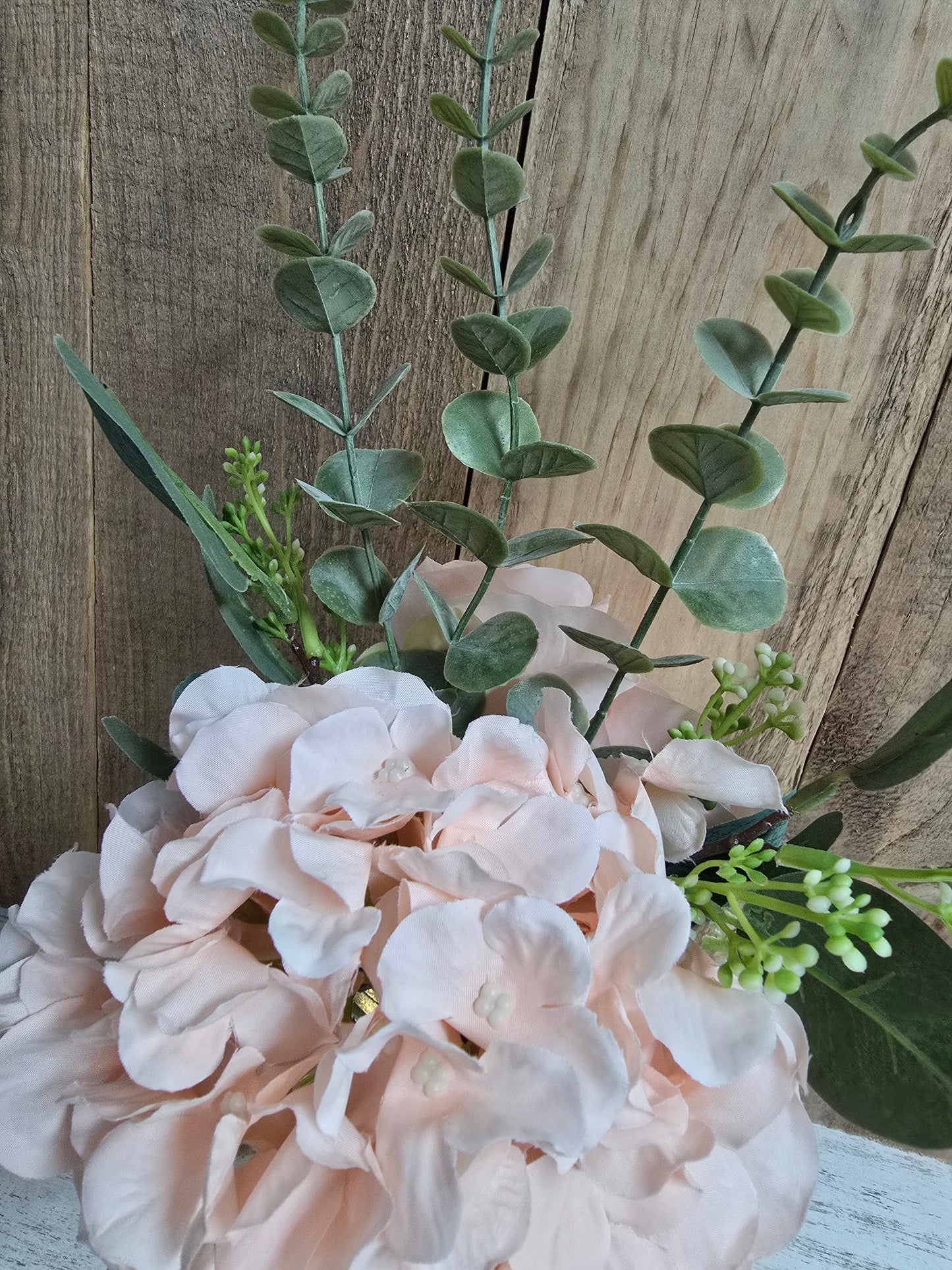 Blush Silk Hydrangea and Rose Lighted Event Table Centerpiece