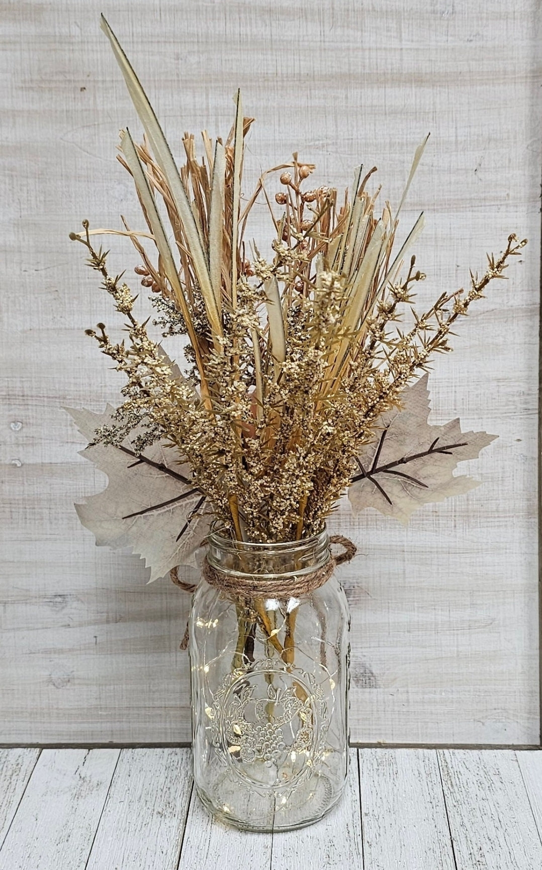 Fall Pumpkin Lighted Mason Jar Centerpiece
