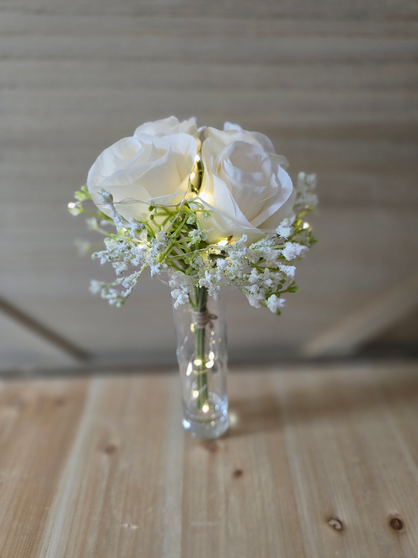 Ivory Silk Rose Lighted Centerpiece