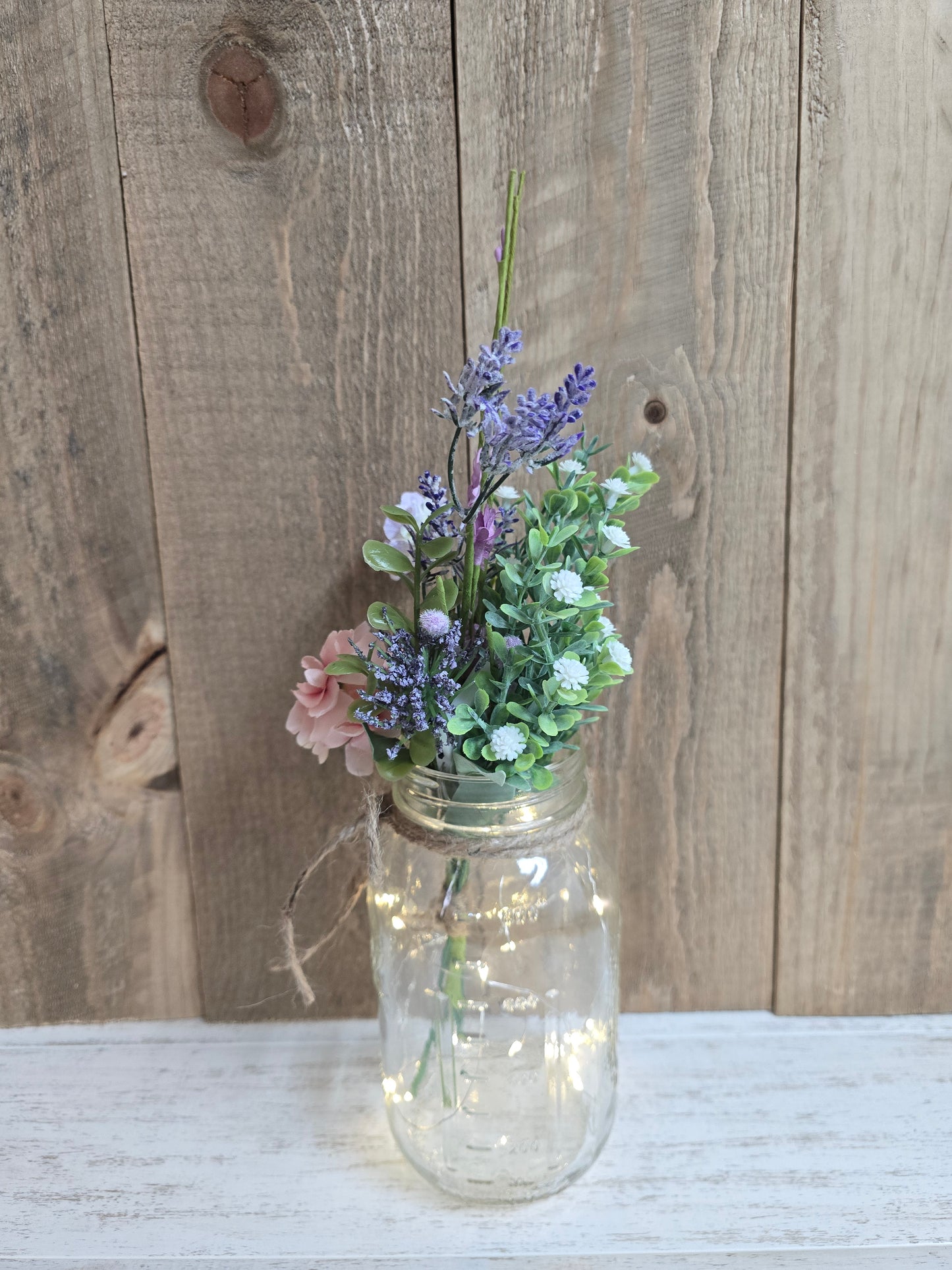 Faux Wildflower Lighted Mason Jar Quart Centerpiece