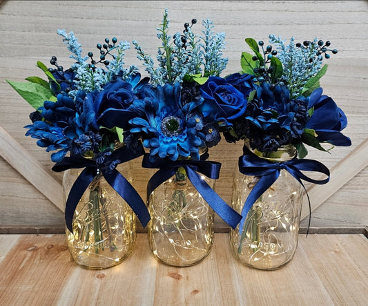 Blue Lighted Event Table Centerpiece